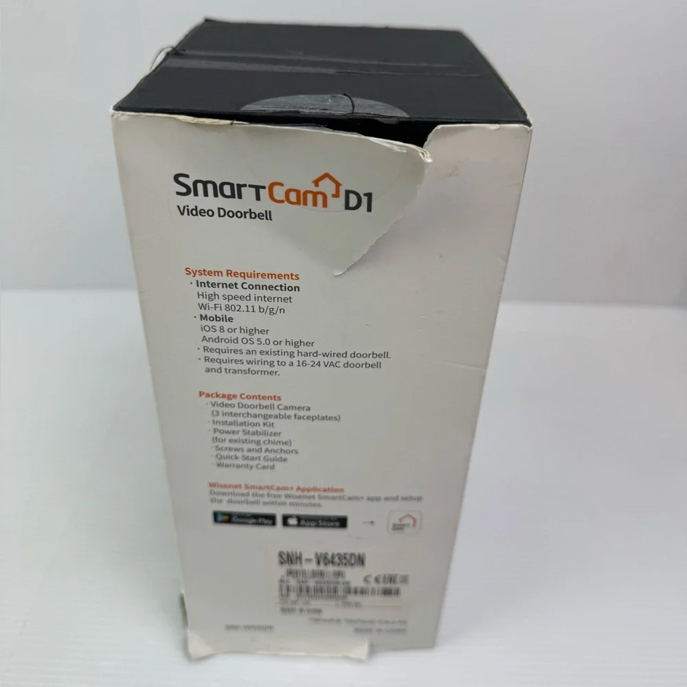 Samsung SNH-V6435DN Wisenet SmartCam D1 Wi-Fi Wired Video Doorbell – Open Box